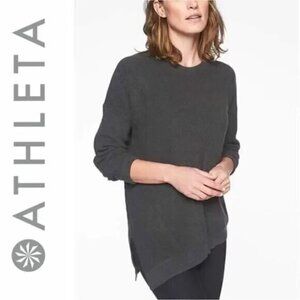 Athleta Rest Day Asymmetrical Hem Crew Neck Sweater M Charcoal Gray 353954-02